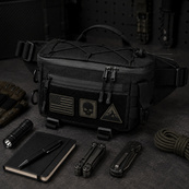Тактична сумка-бананка через плече чорна з Cordura 1000D, поясна чоловіча сумка з VELCRO та карабіном. Изображение №5 Тактична сумка-бананка через плече чорна з Cordura 1000D, поясна чоловіча сумка з VELCRO та карабіном. Изображение №5