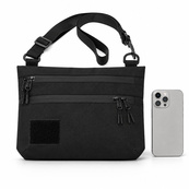 Тактична сумка чорна з Cordura 1000D, сумка через плече з VELCRO-панеллю. Зображення №5 Тактична сумка чорна з Cordura 1000D, сумка через плече з VELCRO-панеллю. Зображення №5
