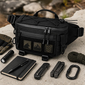 Тактична сумка-бананка через плече чорна з Cordura 1000D, поясна чоловіча сумка з VELCRO та карабіном. Изображение №6 Тактична сумка-бананка через плече чорна з Cordura 1000D, поясна чоловіча сумка з VELCRO та карабіном. Изображение №6