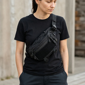 Тактична сумка-бананка через плече чорна з Cordura 1000D, поясна чоловіча сумка з VELCRO та карабіном. Изображение №18 Тактична сумка-бананка через плече чорна з Cordura 1000D, поясна чоловіча сумка з VELCRO та карабіном. Изображение №18