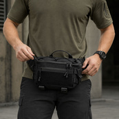 Тактична сумка-бананка через плече чорна з Cordura 1000D, поясна чоловіча сумка з VELCRO та карабіном. Изображение №24 Тактична сумка-бананка через плече чорна з Cordura 1000D, поясна чоловіча сумка з VELCRO та карабіном. Изображение №24