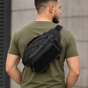 Тактична сумка-бананка через плече чорна з Cordura 1000D, поясна чоловіча сумка з VELCRO та карабіном. Изображение №26 Тактична сумка-бананка через плече чорна з Cordura 1000D, поясна чоловіча сумка з VELCRO та карабіном. Изображение №26