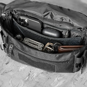 Тактична сумка-бананка через плече чорна з Cordura 1000D, поясна чоловіча сумка з VELCRO та карабіном. Изображение №28 Тактична сумка-бананка через плече чорна з Cordura 1000D, поясна чоловіча сумка з VELCRO та карабіном. Изображение №28