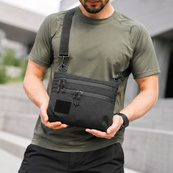Тактична сумка чорна з Cordura 1000D, сумка через плече з VELCRO-панеллю. Зображення №28 Тактична сумка чорна з Cordura 1000D, сумка через плече з VELCRO-панеллю. Зображення №28