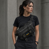 Тактична сумка-бананка через плече чорна з Cordura 1000D, поясна чоловіча сумка з VELCRO та карабіном. Изображение №30 Тактична сумка-бананка через плече чорна з Cordura 1000D, поясна чоловіча сумка з VELCRO та карабіном. Изображение №30