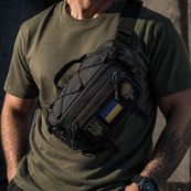 Тактична сумка-бананка через плече чорна з Cordura 1000D, поясна чоловіча сумка з VELCRO та карабіном. Изображение №32 Тактична сумка-бананка через плече чорна з Cordura 1000D, поясна чоловіча сумка з VELCRO та карабіном. Изображение №32