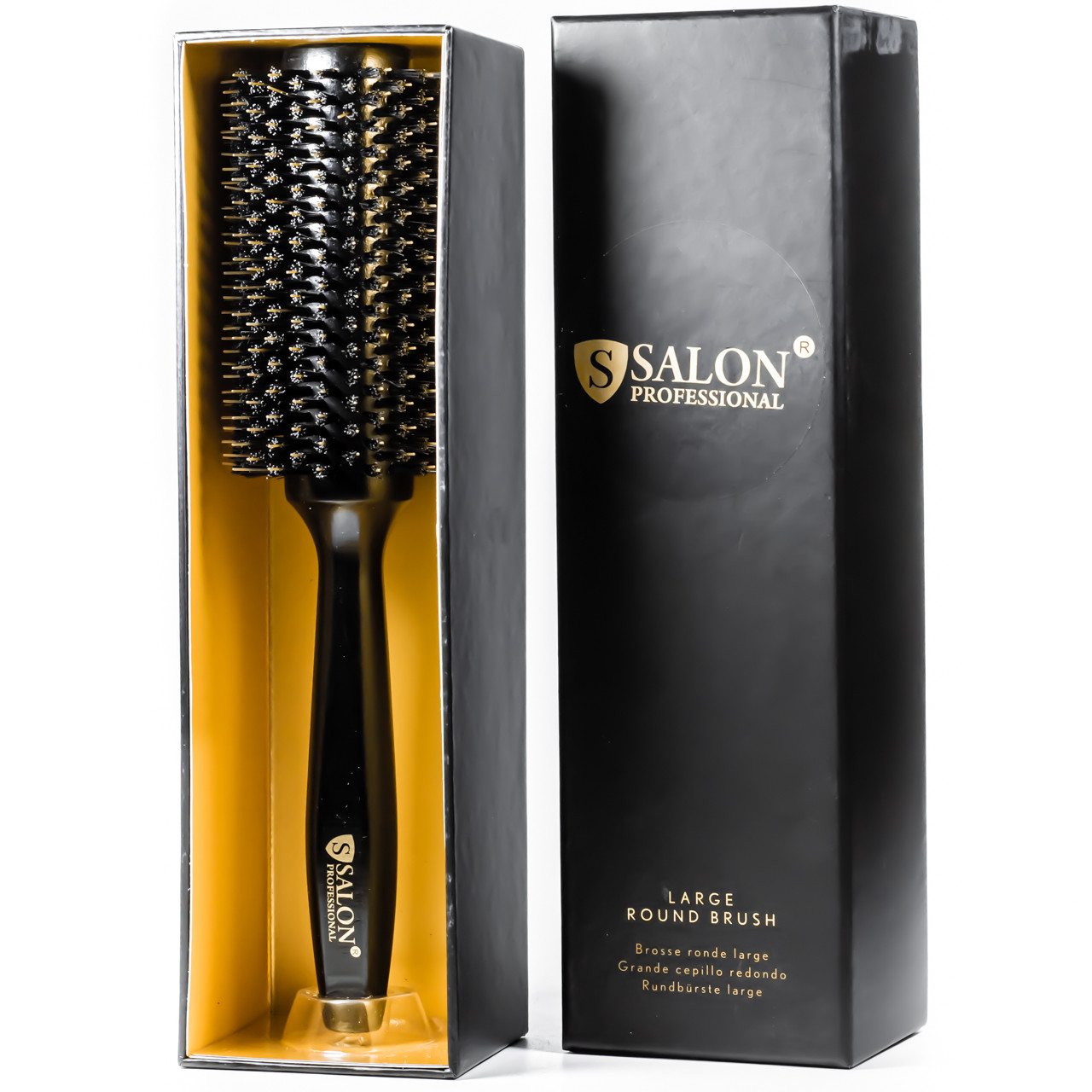 Щітка-брашинг для волосся Salon Professional дерев'яна кругла в коробці 33Ф Щітка-брашинг для волосся Salon Professional дерев'яна кругла в коробці 33Ф