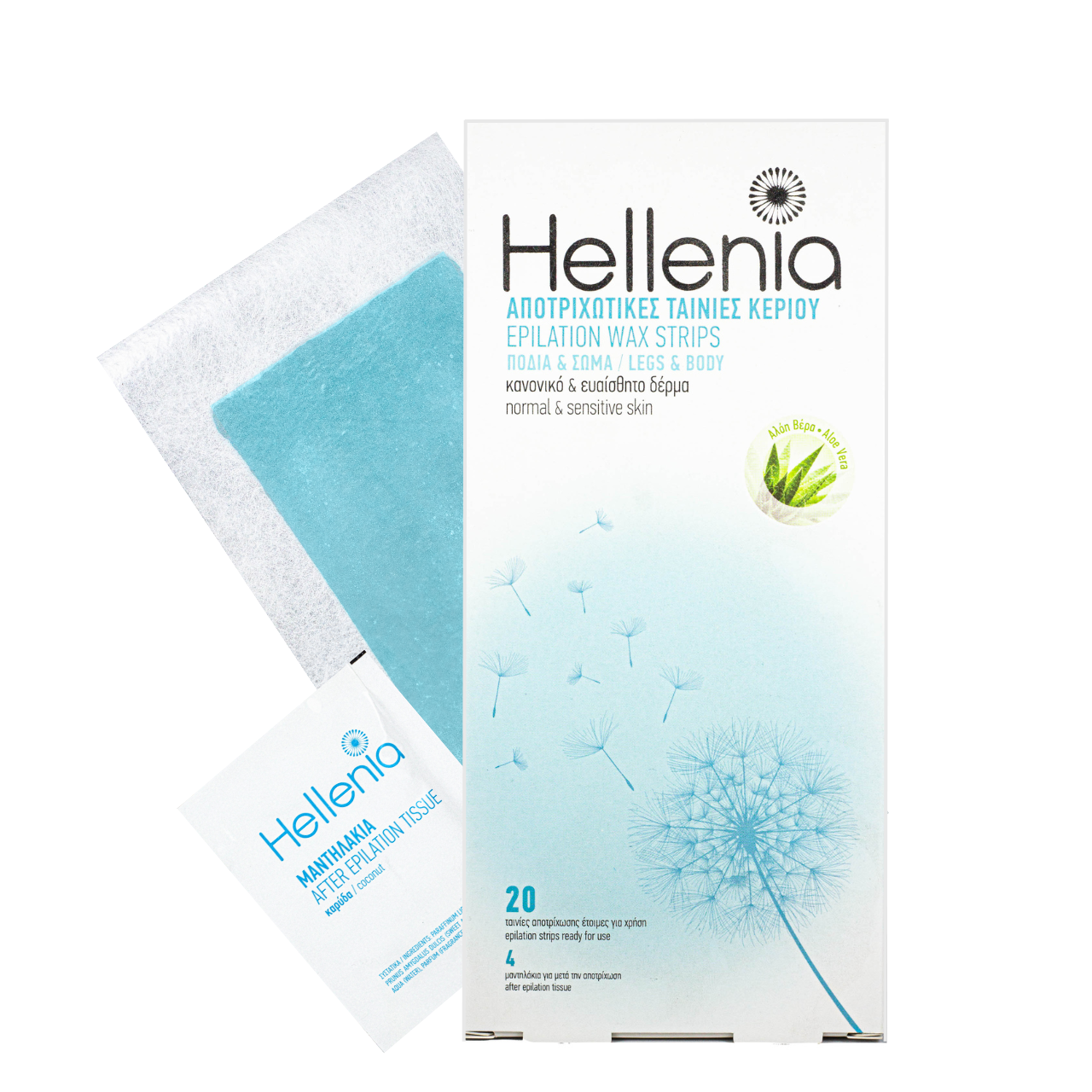 Восковые полоски для депиляции тела и ног с Алоэ вера Hellenia Legs & Body 20+4 Восковые полоски для депиляции тела и ног с Алоэ вера Hellenia Legs & Body 20+4