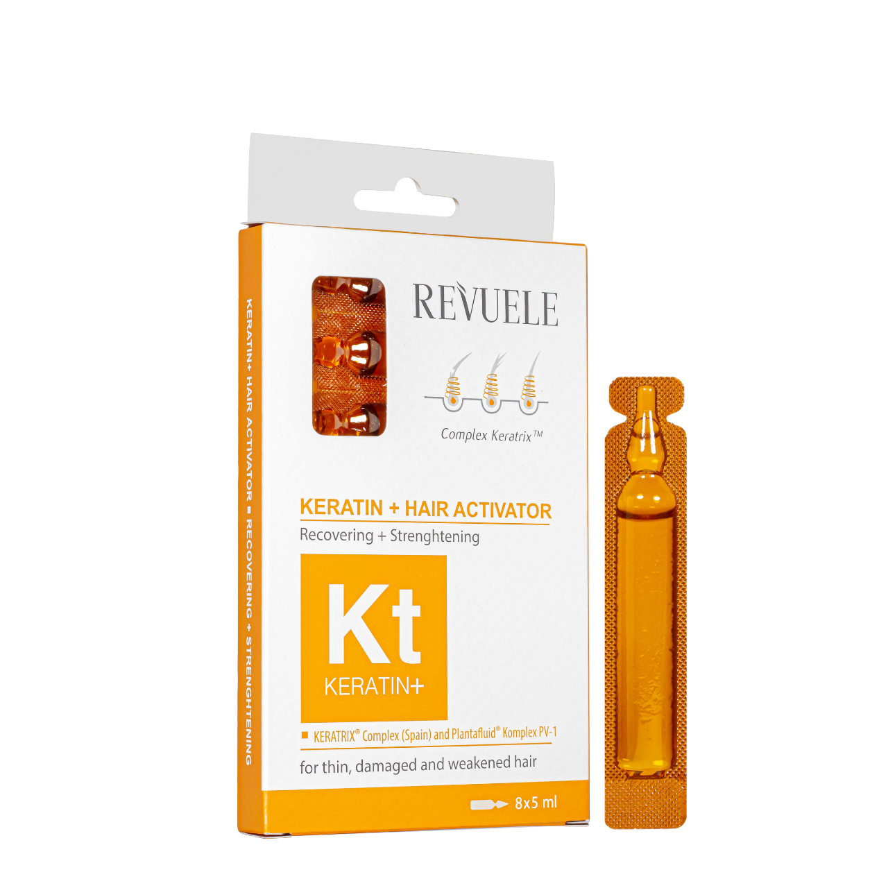 Концентрат для волос Revuele Keratin+ Ampoules Hair Restoration Activator с кератином 8 по 5 мл Концентрат для волос Revuele Keratin+ Ampoules Hair Restoration Activator с кератином 8 по 5 мл