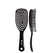 Щетка для волос Salon Professional массажная пластиковая продувная спиральная, черная. Изображение №4