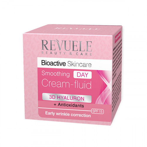 Дневной крем-флюид для лица от морщин SPF 15 Revuele Bioactive 3D Hyaluron Smoothing, 50 мл Дневной крем-флюид для лица от морщин SPF 15 Revuele Bioactive 3D Hyaluron Smoothing, 50 мл