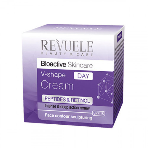 Дневной крем для лица SPF 15 Revuele Bioactive Peptids & Retinol V-shape антивозрастной, 50 мл Дневной крем для лица SPF 15 Revuele Bioactive Peptids & Retinol V-shape антивозрастной, 50 мл