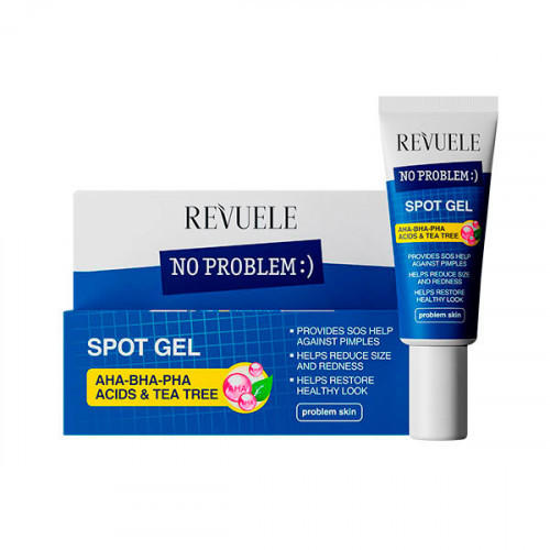 Точечный гель для подсушивания прыщей Revuele No Problem с кислотами и чайным деревом, 25 мл Точечный гель для подсушивания прыщей Revuele No Problem с кислотами и чайным деревом, 25 мл