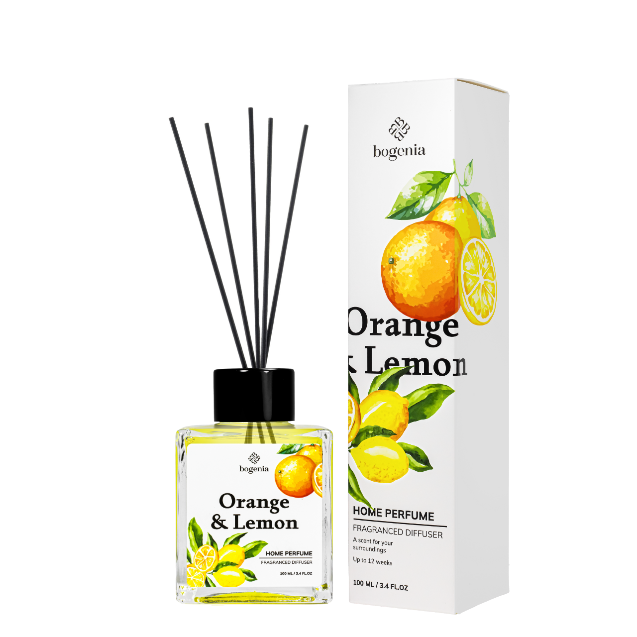 Аромадифузор для дому Bogenia Orange & Lemon парфумований BG360.006, 100 мл Аромадифузор для дому Bogenia Orange & Lemon парфумований BG360.006, 100 мл