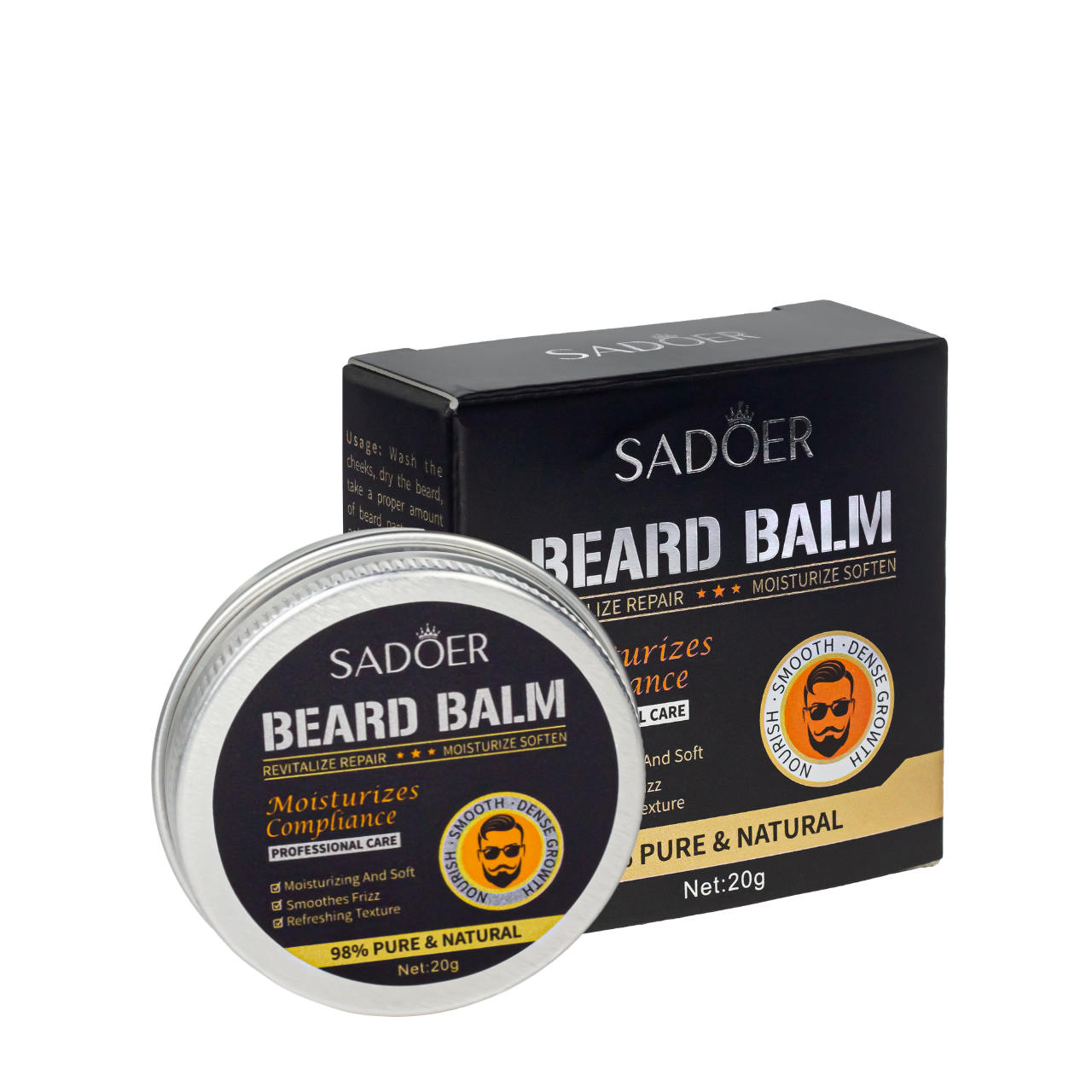 Бальзам для смягчения и укладки бороды Sadoer Beard Balm Professional Care 20 г SD32452 Бальзам для смягчения и укладки бороды Sadoer Beard Balm Professional Care 20 г SD32452