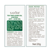 Локальный гель от акне Sadoer Tea Tree Acnes Oil Control Gel с экстрактом чайного дерева 20 мл SD50804. Изображение №3 Локальный гель от акне Sadoer Tea Tree Acnes Oil Control Gel с экстрактом чайного дерева 20 мл SD50804. Изображение №3