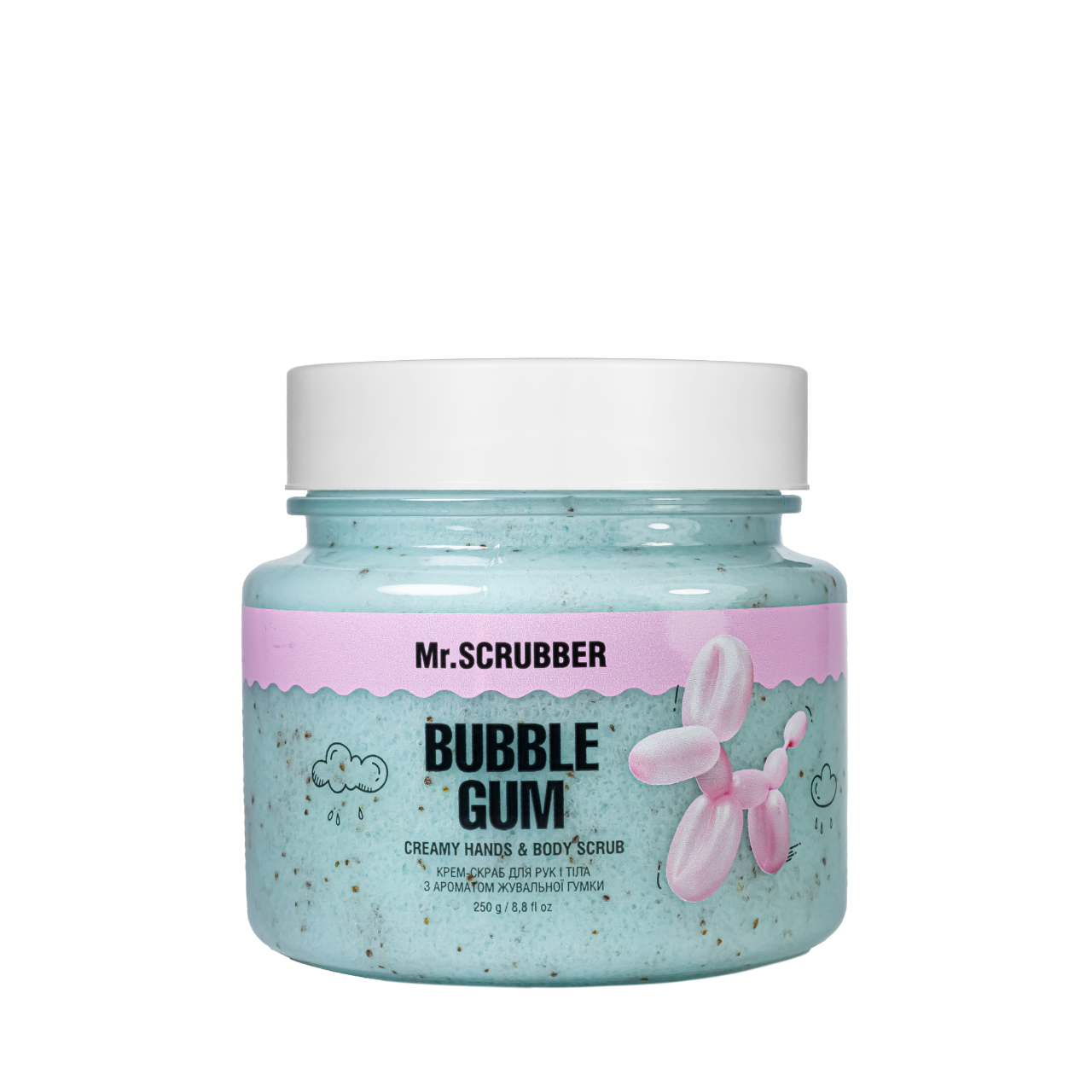 Крем-скраб для тіла та рук з ароматом жуйки Mr.Scrubber Bubble Gum, 250 г Крем-скраб для тіла та рук з ароматом жуйки Mr.Scrubber Bubble Gum, 250 г