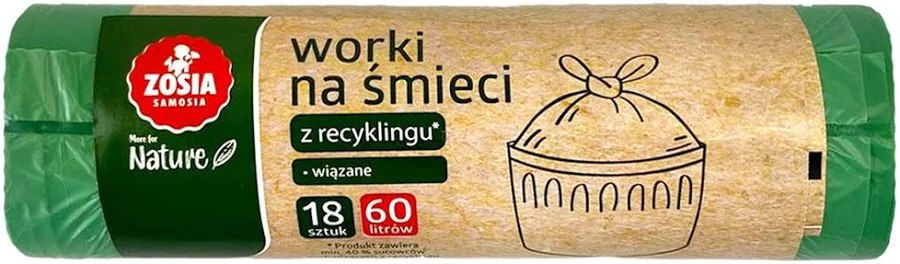 Пакети для сміття з зав'язками Zosia 60 л 18 шт Пакети для сміття з зав'язками Zosia 60 л 18 шт