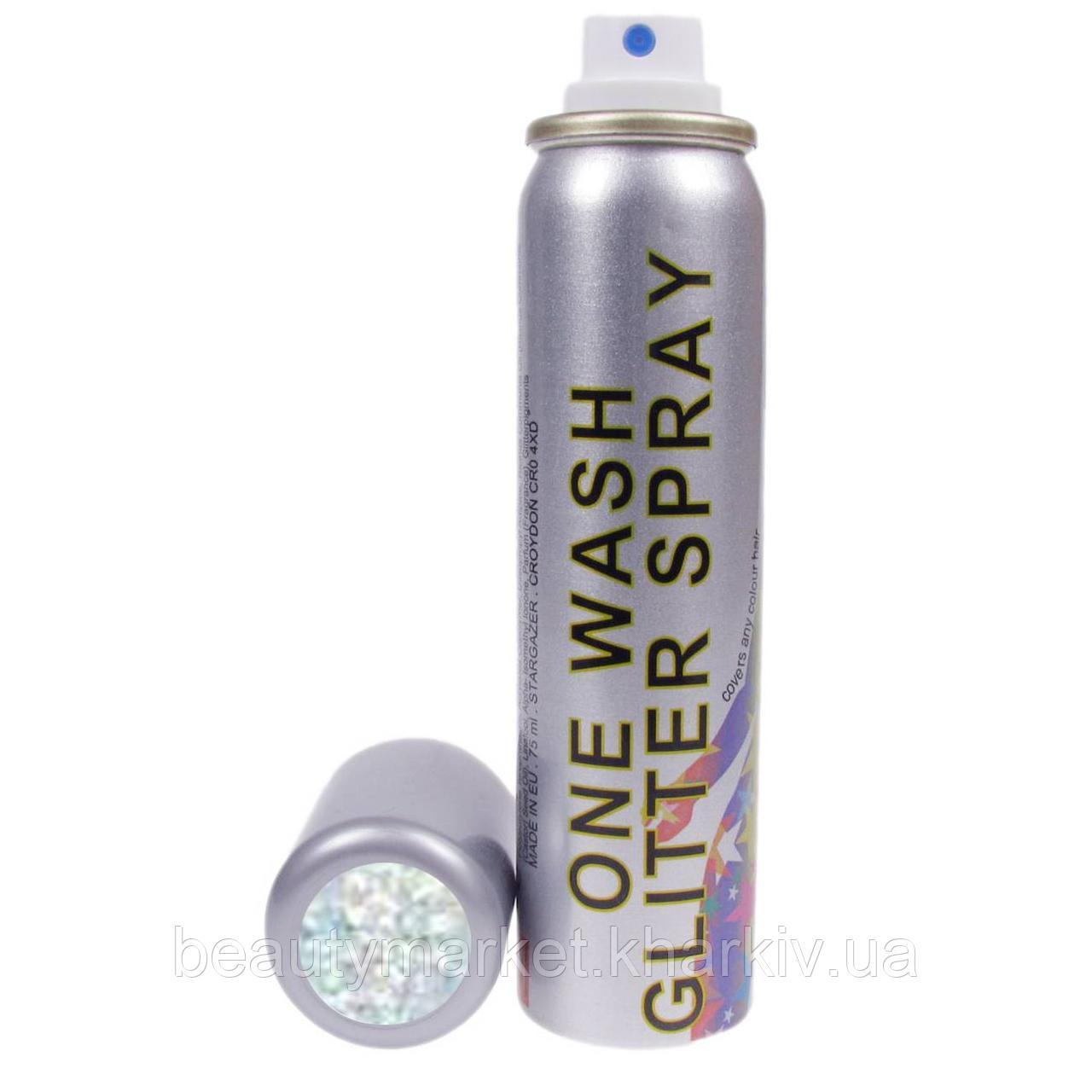 Гліттерний спрей для волосся білий One Wash Glitter Spray WHITE Гліттерний спрей для волосся білий One Wash Glitter Spray WHITE