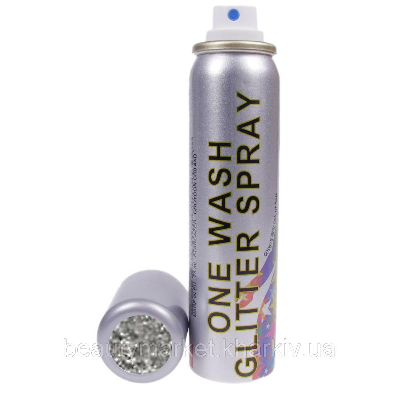 Гліттерний спрей для волосся срібний One Wash Glitter Spray SILVER Гліттерний спрей для волосся срібний One Wash Glitter Spray SILVER