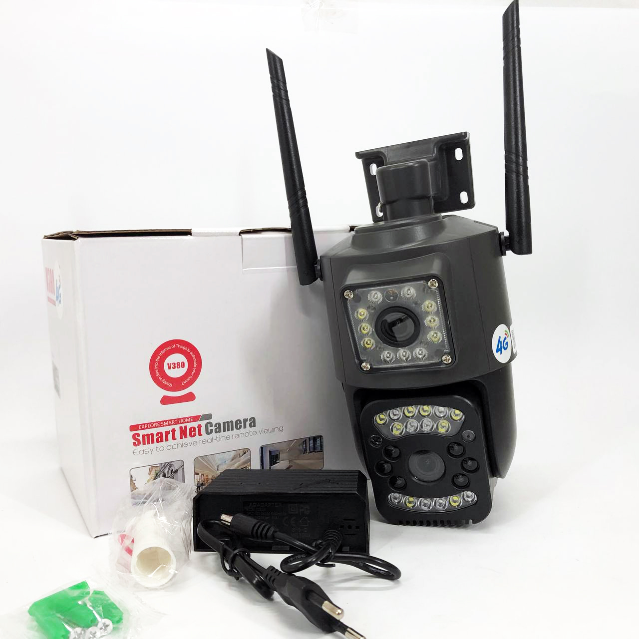 Вулична IP камера 4G/Wi-Fi з двома лінзами SC03 V380pro 4 Мп, Відеокамера з цифровим зумом та мікрофоном Вулична IP камера 4G/Wi-Fi з двома лінзами SC03 V380pro 4 Мп, Відеокамера з цифровим зумом та мікрофоном