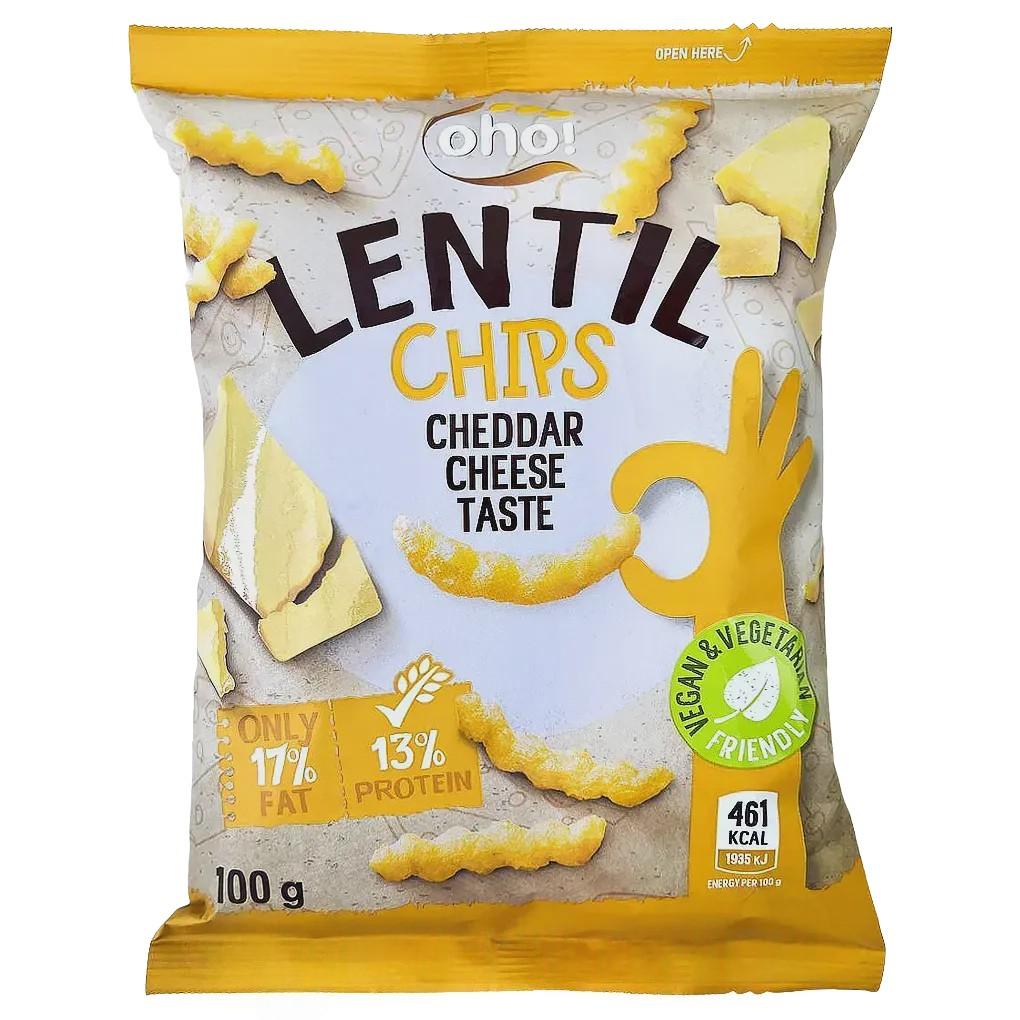 Чипси з сочевиці зі смаком сиру чедер Охо Оho cheddar cheese 100g Чипси з сочевиці зі смаком сиру чедер Охо Оho cheddar cheese 100g
