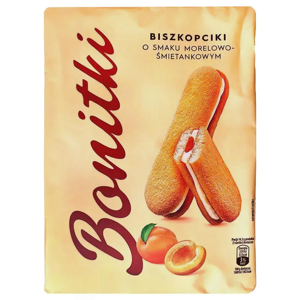 Печенье бисквитное с кремово-абрикосовой начинкой Бонітки Bonitki 170g Печенье бисквитное с кремово-абрикосовой начинкой Бонітки Bonitki 170g