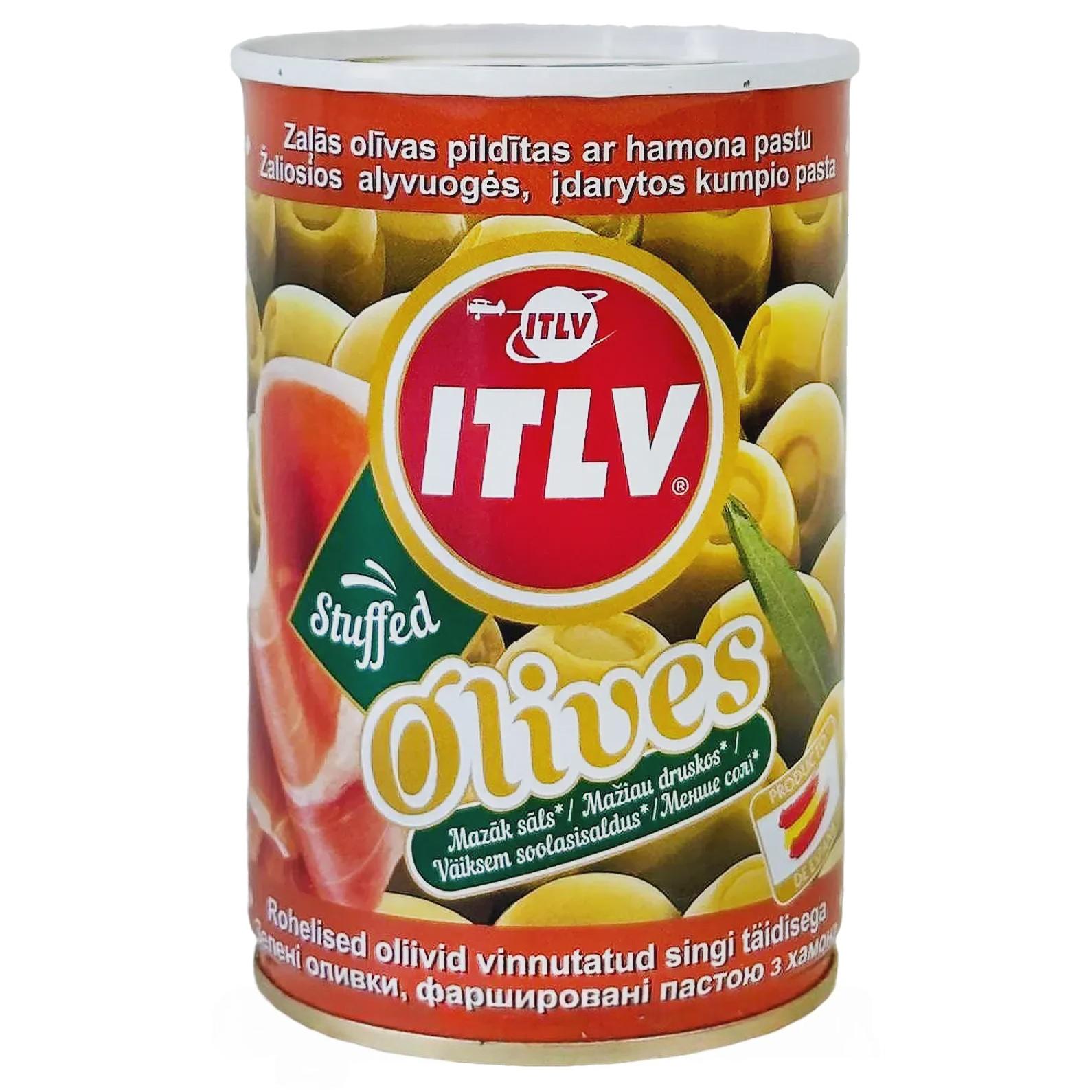 Оливки фаршировані хамоном ж/б ІТЛВ ITLV 314ml Оливки фаршировані хамоном ж/б ІТЛВ ITLV 314ml