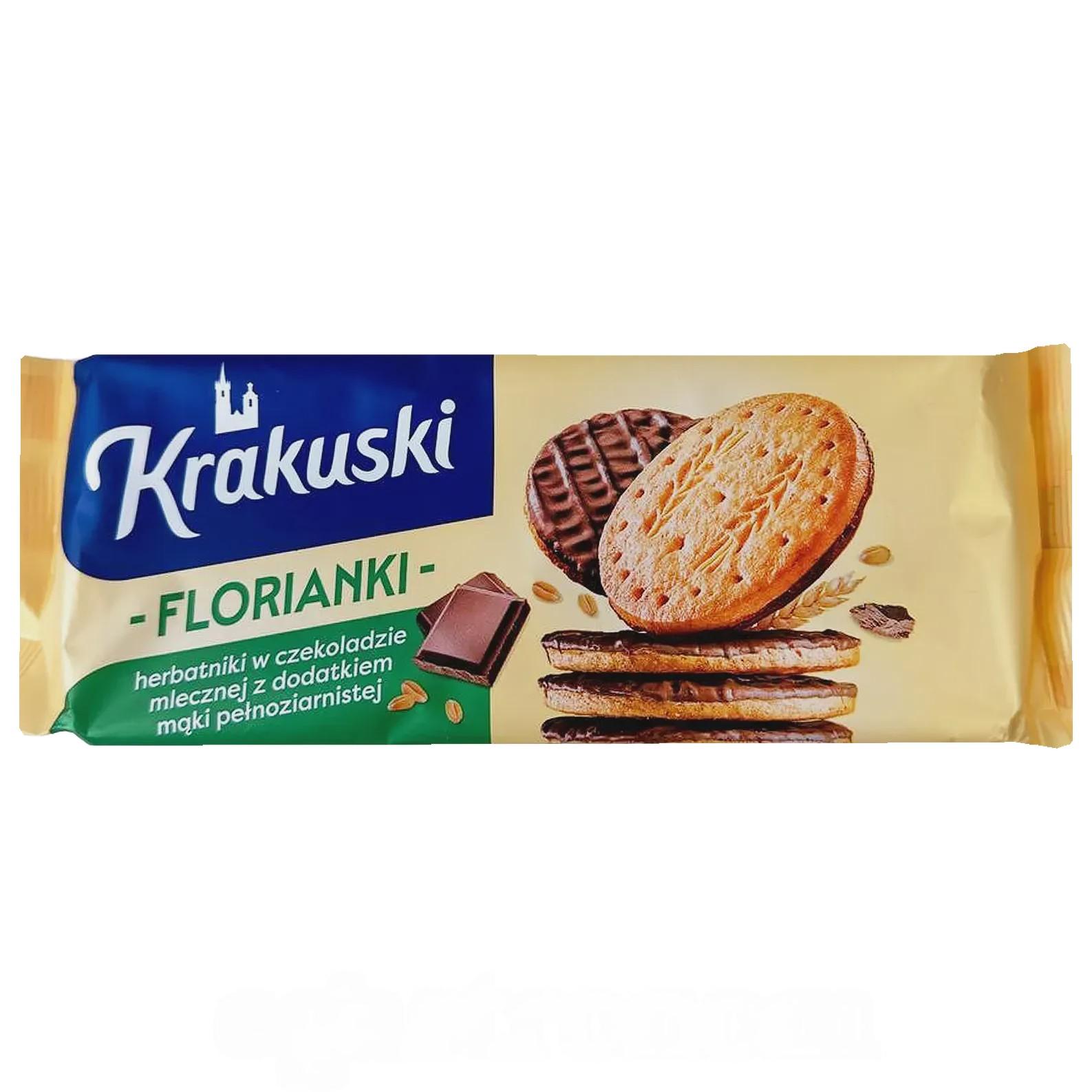 Печенье цельнозерновое с шоколадом Кракушки Krakuski florianki 171g Печенье цельнозерновое с шоколадом Кракушки Krakuski florianki 171g