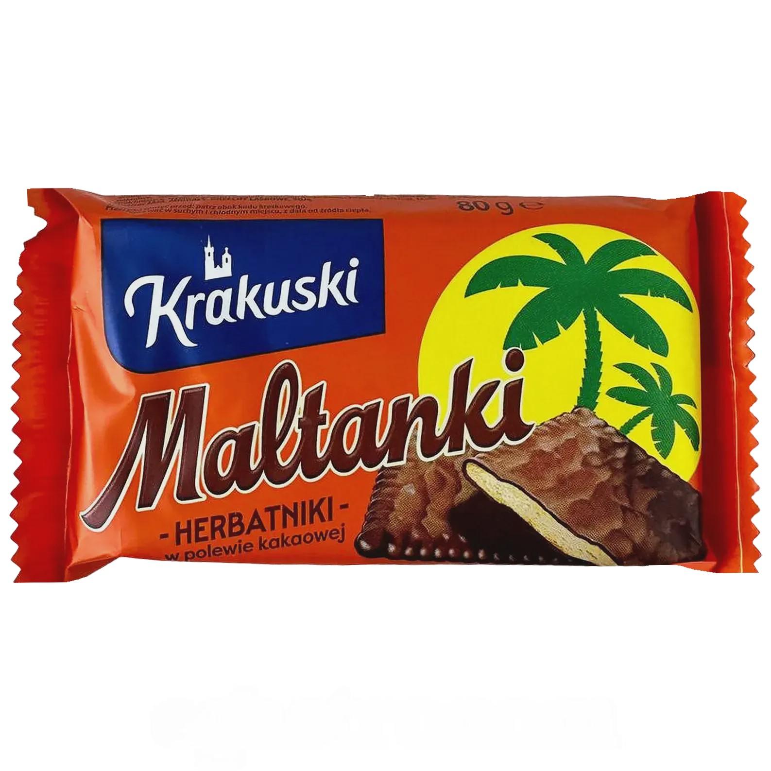 Печенье в какао-глазури Кракушки Krakuski maltanki 80g Печенье в какао-глазури Кракушки Krakuski maltanki 80g