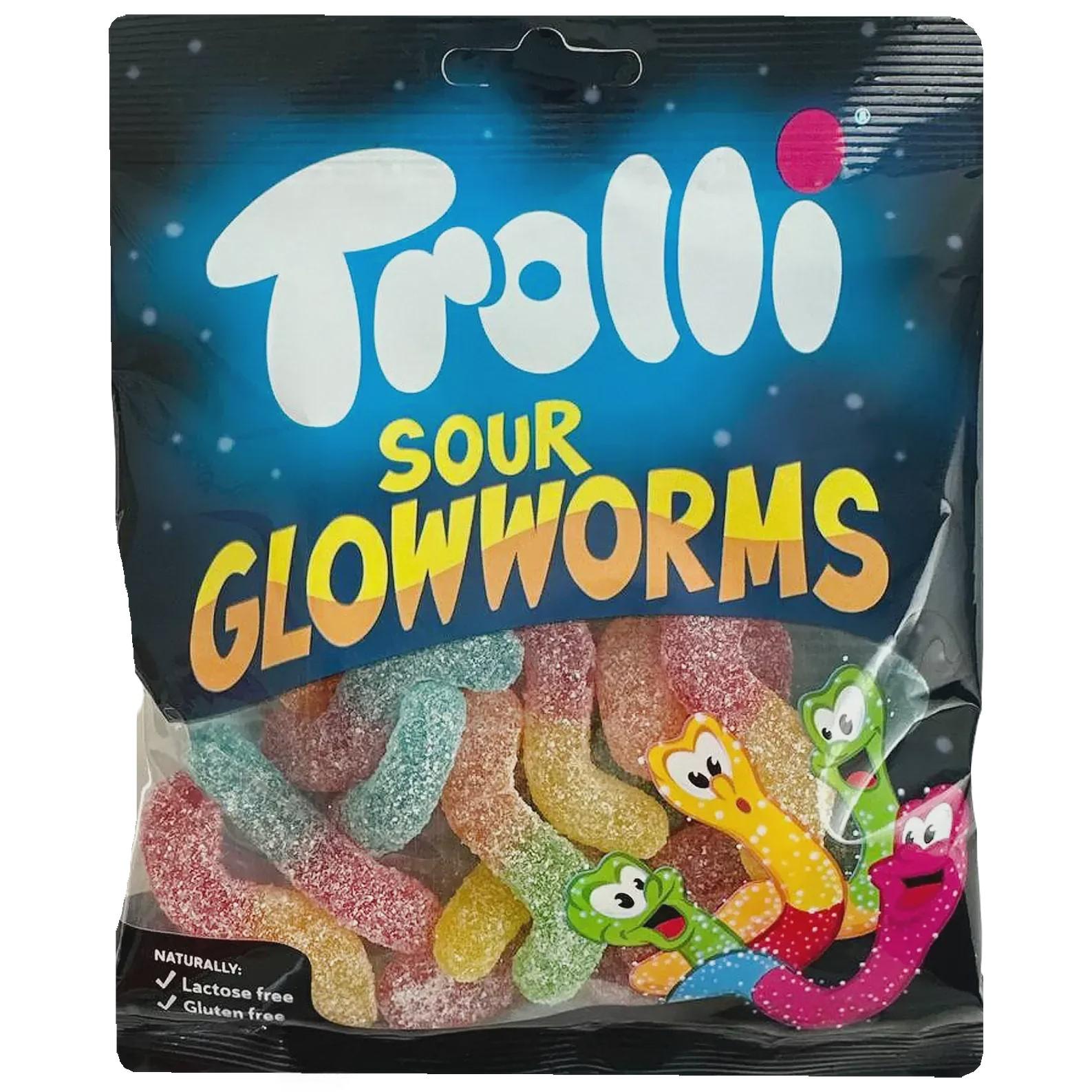 Желейки кислые светлячки Тролли Trolli sour glowworms 100g Желейки кислые светлячки Тролли Trolli sour glowworms 100g