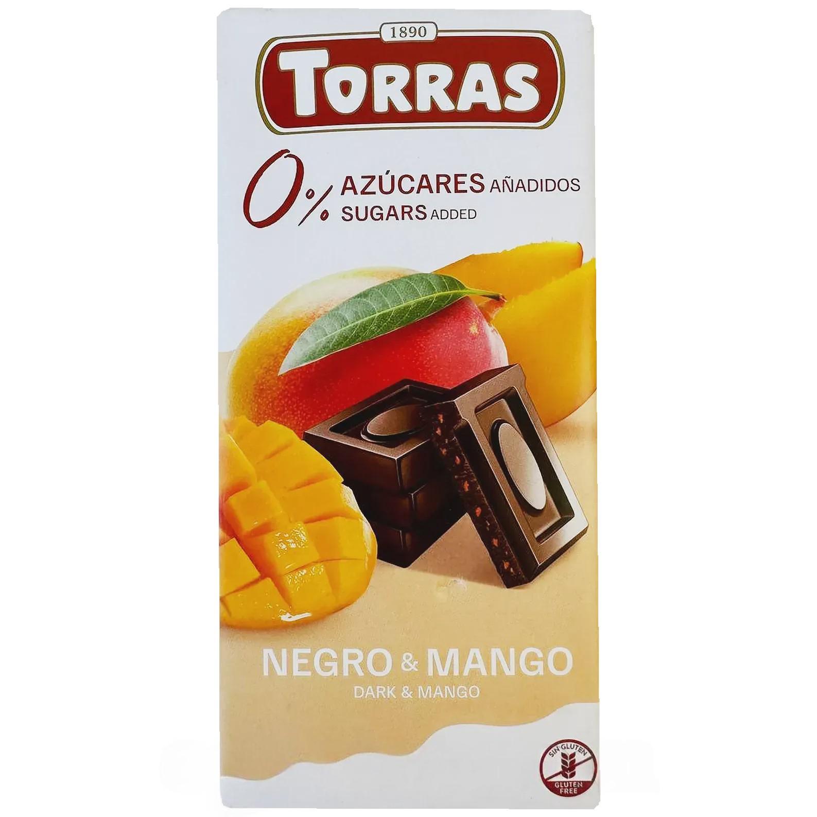 Шоколад черный с манго (без сахара) Торрас Torras negro mango 75g Шоколад черный с манго (без сахара) Торрас Torras negro mango 75g