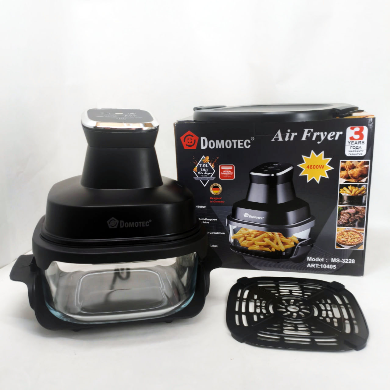 Аэрофритюрница аэрогриль Air Fryer Domotec MS-3228 с LED-экраном для жарки без масла 4600 Вт на 7 л Аэрофритюрница аэрогриль Air Fryer Domotec MS-3228 с LED-экраном для жарки без масла 4600 Вт на 7 л