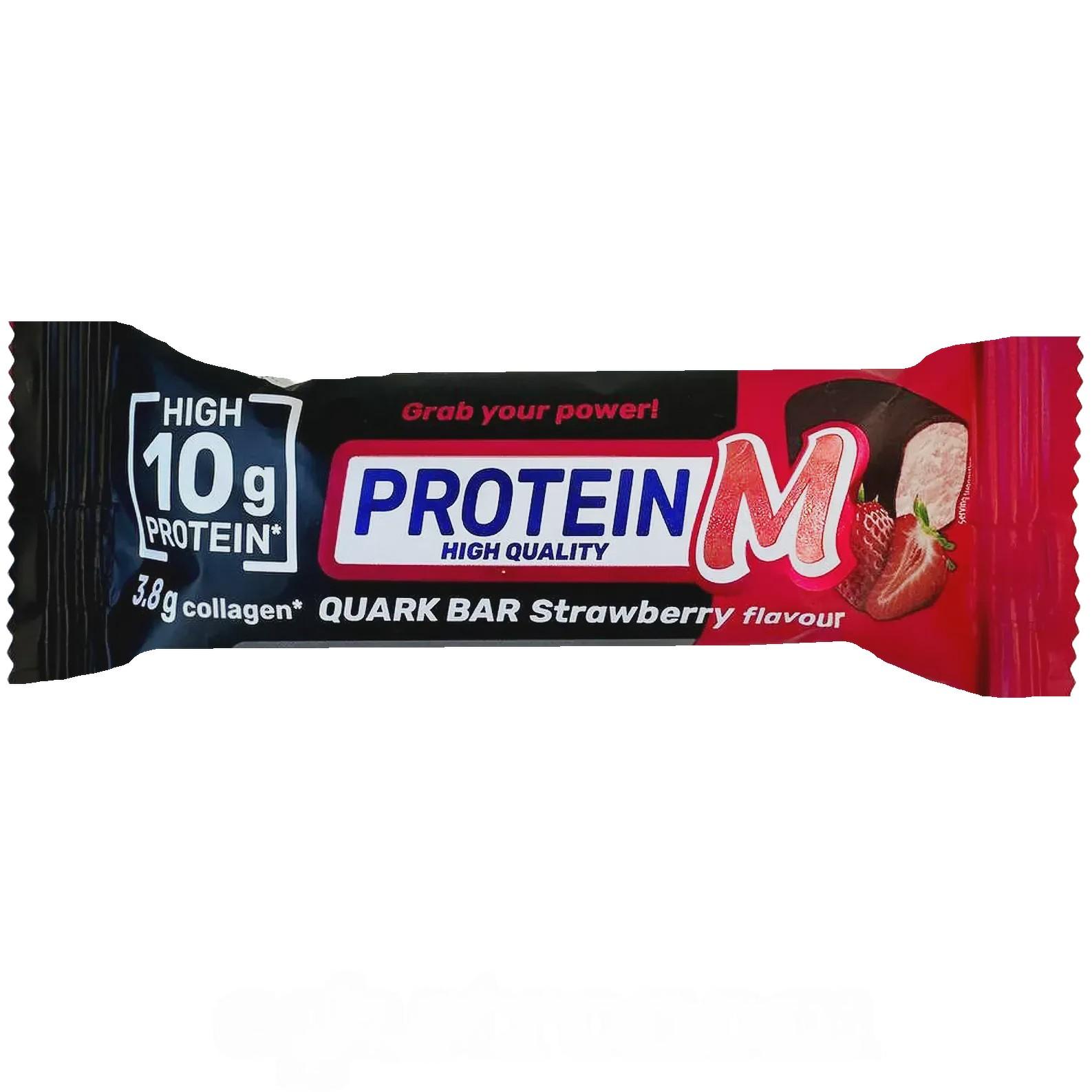 Батончик протеїновий сирковий зі смаком полуниці Протеїн М Protein M 40g Батончик протеїновий сирковий зі смаком полуниці Протеїн М Protein M 40g