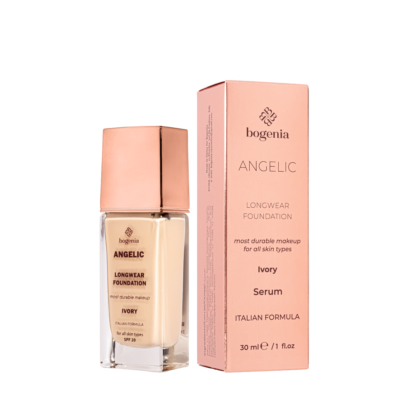 Стойкая тональная база для лица Bogenia Angelic Longwear Foundation BG605 30 мл, 002 Ivory Стойкая тональная база для лица Bogenia Angelic Longwear Foundation BG605 30 мл, 002 Ivory