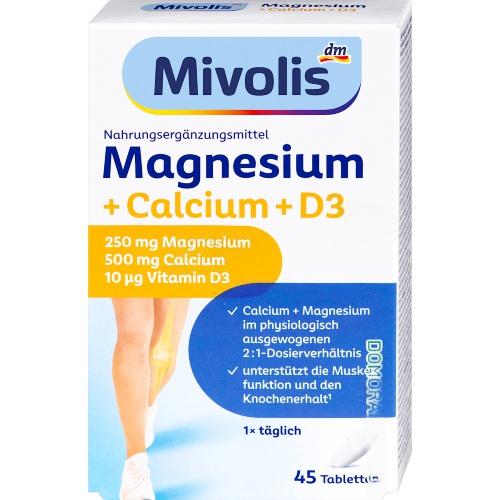 Mivolis Magnesium + Calcium + D3, 45 таблеток Mivolis Magnesium + Calcium + D3, 45 таблеток