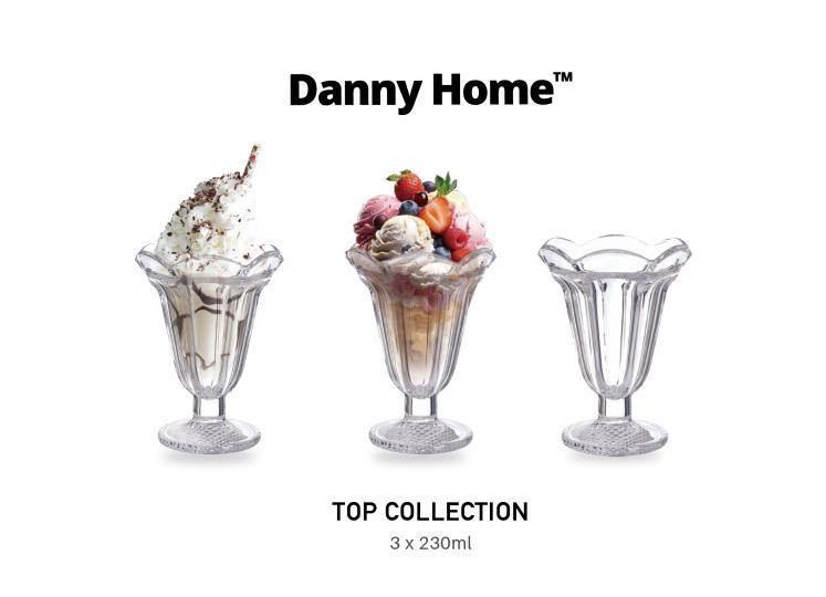 Набір скляних креманок Danny Home Top Collection 230 мл 3 шт для морозива та десертів Набір скляних креманок Danny Home Top Collection 230 мл 3 шт для морозива та десертів