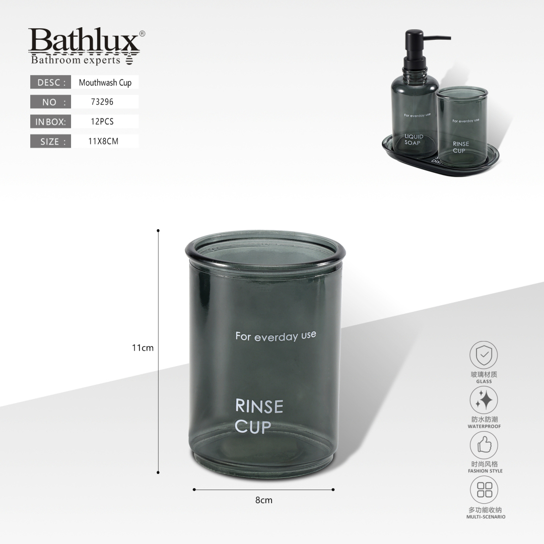 Стакан для полоскания рта стеклянный темно-серый Bathlux 11x8 см Стакан для полоскания рта стеклянный темно-серый Bathlux 11x8 см