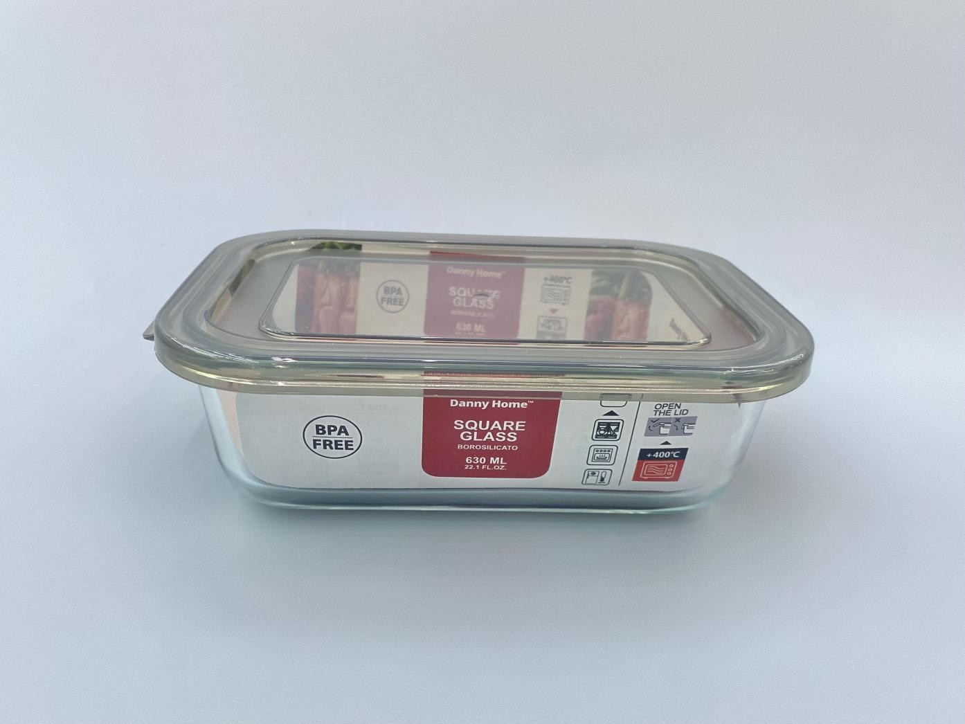 Скляний харчовий контейнер Danny Home 630 мл з кришкою боросилікатне скло BPA Free Скляний харчовий контейнер Danny Home 630 мл з кришкою боросилікатне скло BPA Free