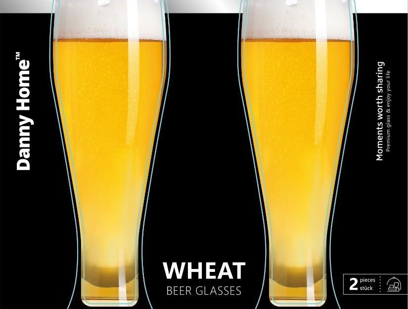 Набір келихів для пшеничного пива Danny Home Wheat 2 штуки преміум скло Набір келихів для пшеничного пива Danny Home Wheat 2 штуки преміум скло