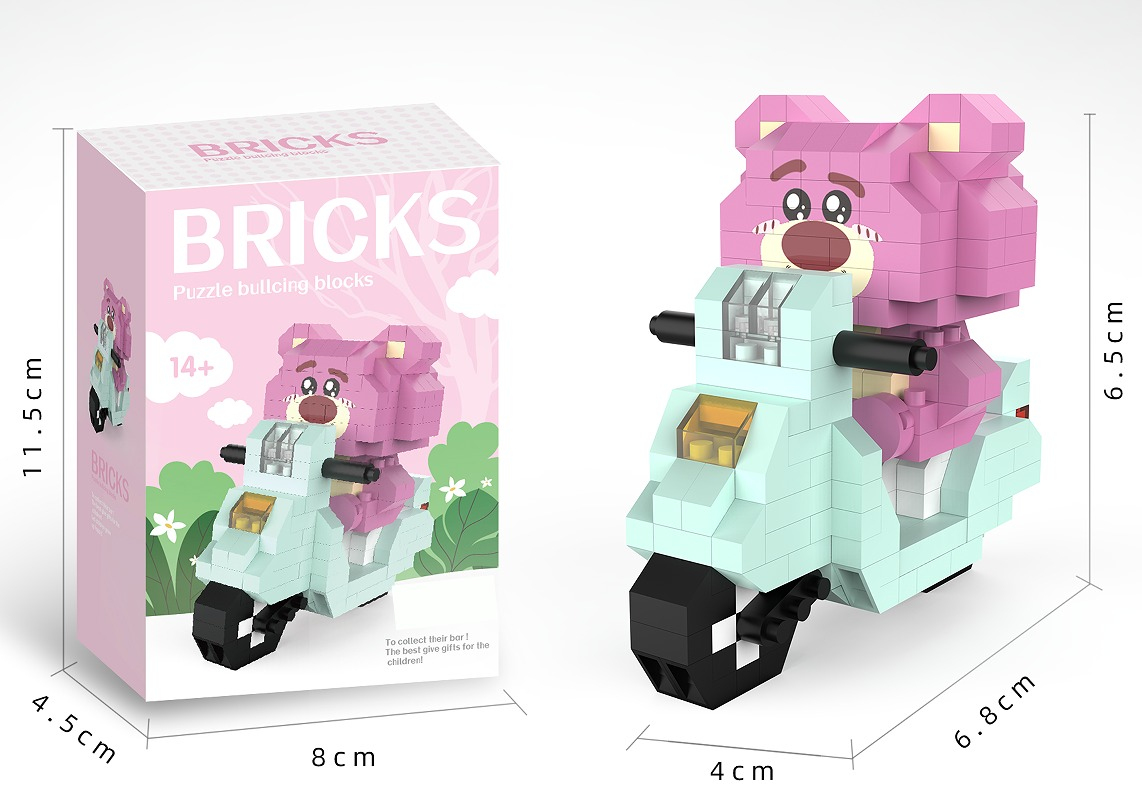 Конструктор Рожевий ведмедик на мотоциклі Bricks 316 деталей - іграшка для дітей 14+ Конструктор Рожевий ведмедик на мотоциклі Bricks 316 деталей - іграшка для дітей 14+