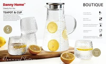 Набор Danny Home чайник с кружками стеклянный с текстурой Hammered Boutique 5 предметов Набор Danny Home чайник с кружками стеклянный с текстурой Hammered Boutique 5 предметов