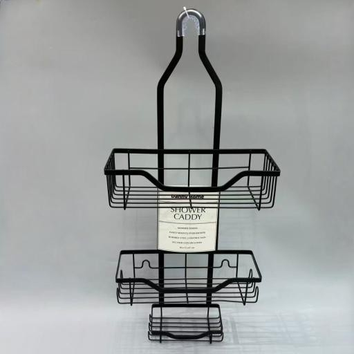 Органайзер для душу підвісний Shower Caddy чорний 3 полиці металевий Органайзер для душу підвісний Shower Caddy чорний 3 полиці металевий