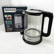 Дисковый электрический чайник Rainberg RB-709 2Л 2200Вт стеклянный с подсветкой, бесшумный чайник Black. Изображение №8