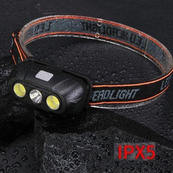 Фонарь налобный аккумуляторный KX-215-LED-2COB, светодиодный налобный фонарь для ночных прогулок. Изображение №3