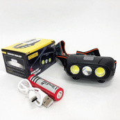 Фонарь налобный аккумуляторный KX-215-LED-2COB, светодиодный налобный фонарь для ночных прогулок. Изображение №10