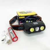 Фонарь налобный аккумуляторный KX-215-LED-2COB, светодиодный налобный фонарь для ночных прогулок. Изображение №11