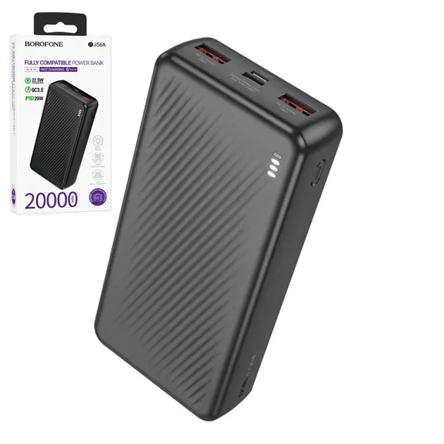 Павербанк Borofone BJ56A 20000 mAh 22.5W 2USB/Type-C Портативний зовнішній акумулятор PowerBank Павербанк Borofone BJ56A 20000 mAh 22.5W 2USB/Type-C Портативний зовнішній акумулятор PowerBank