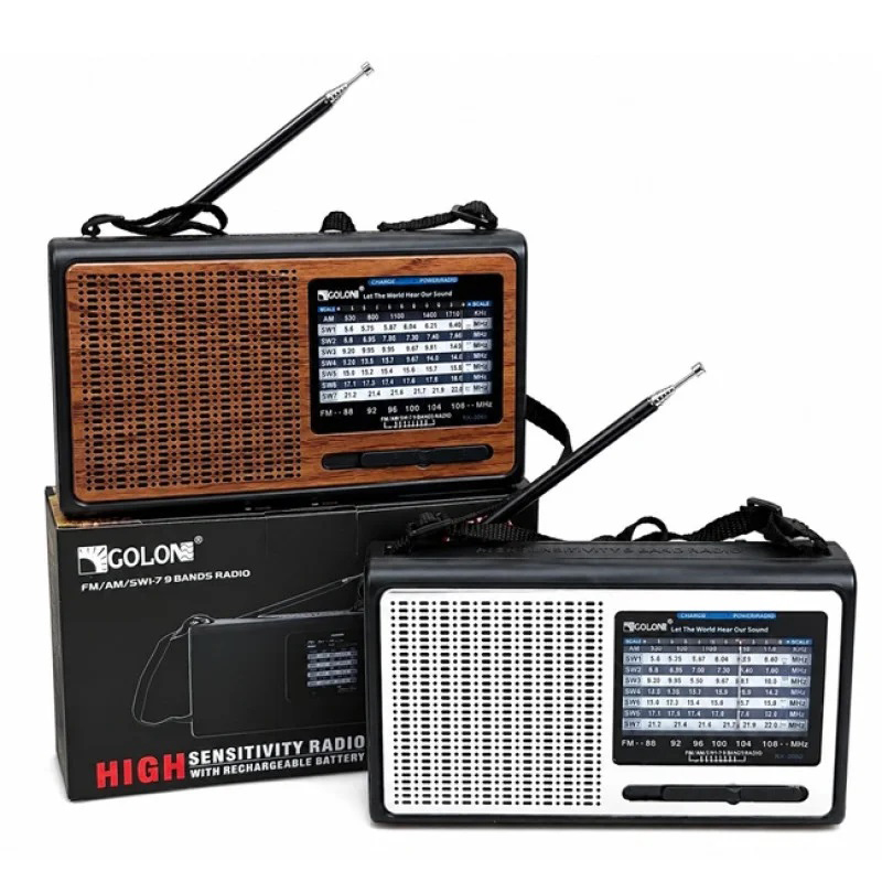 Портативний радіоприймач GOLON RX-3060 із вбудованим акумулятором Brown Портативний радіоприймач GOLON RX-3060 із вбудованим акумулятором Brown