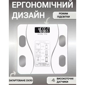 Розумні смарт-ваги TY-619 електронні з додатком на телефон LCD-дисплей скло White. Зображення №2